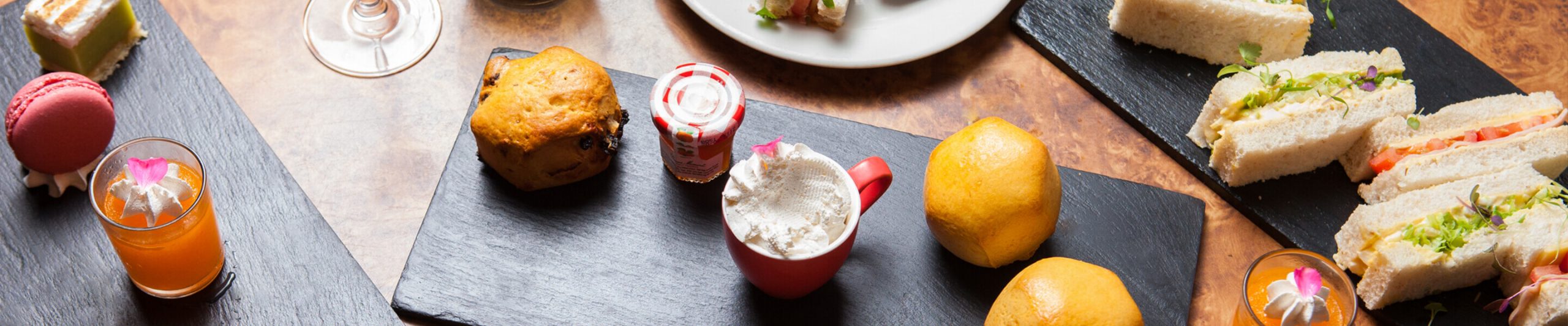 scone jam and cream on platter